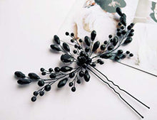 Load image into Gallery viewer, BERYUAN Women Rhinestone Hair Vine Piece Classic Black Crystal Flower Hair Pin Clip Wedding Hair Accessory Gift for Her Party Headpiece for Bride Bridesmaid Girls (Black)
