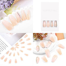 Load image into Gallery viewer, Sethexy Long Ballerina Fake Nails Pink False Nails Coffin Stick on Nails Glossy Gradient Nails with Glue 24Pcs Acrylic Art Press-on Nail Tips for Women and Girls (B)