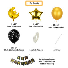 Load image into Gallery viewer, Ali's Creationz Eid Decorations Set, Eid Mubarak Decorations, Eid Mubarak Balloons, Eid Mubarak Banner - 26 PCS