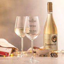 Load image into Gallery viewer, FLOW Barware Teacher's Gift End of Term Wine Glass | 350ml Fun Novelty Wine Glass | Gift for Wine Lovers | Fun Printed Wine Glass for Red White Or Rose Wine Glasses