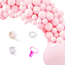 Load image into Gallery viewer, 125Pcs Macaron Pink Balloon Arch Garland Kit,5M Balloon Garland Kit 5 Inch 10 Inch 12 Inch 36 Inch Baby Pink Pastel Latex Balloons for Photo Shoot Valentine Xmas Baby Shower Wedding Birthday Party