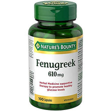 Load image into Gallery viewer, Nature's Bounty Fenugreek Supplement, 610Mg, 100 Capsules, Multi-colored