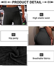 Load image into Gallery viewer, YUSHOW Womens Honeycomb Leggings Butt Lift Yoga Pants Anti Cellulite Waffle Leggings High Waist Workout Running Tights Bubble Textured Scrunch/Ruched Booty Trousers Black
