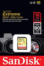 Load image into Gallery viewer, SanDisk Extreme 16 GB SDHC UHS-I U3 Memory Card, up to 90 MB/s Read (Newest Version) SDSDXNE-016G-GNCIN , Gold
