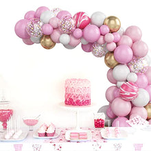Load image into Gallery viewer, Balloon Arch Garland Kit, 78Pcs Pink Balloon Arch Include Macaron Pink Metal Gold Latex Balloons Pink White Confetti Party Balloon For Birthday Decoration Baby Shower Wedding Party Supplies