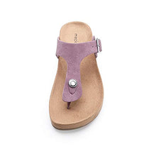 Load image into Gallery viewer, MecKiss Women’s Classic Platform Thong Sandals Toe Post Buckle T-bar Slippers Taux Leather Slip On Flip Flops Casual Beach Shoes (Light Lilac, Numeric_6)