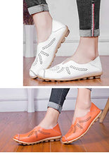 Load image into Gallery viewer, Women's Leather Shoes Loafers Moccasins Casual Slip On Flats Driving Shoes Boat Shoes Size Orange UK5,5=CN40