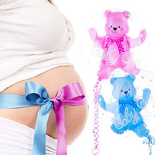 Load image into Gallery viewer, LavaRose Baby shower decorations baby birthday balloons christening decorations with inflatable teddy inside and ribbon. 24 inch balloon Choose boy or girl (Baby Pink)