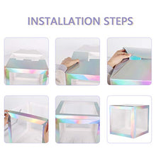 Load image into Gallery viewer, Baby Shower Boxes Party Decorations – 4Pcs Rainbow Silver Transparent Balloons Decor Baby Box Baby Blocks Decorations for Boys Girls Baby Shower Bridal Showers Gender Reveal Backdrop Birthday Party