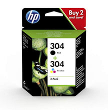 Load image into Gallery viewer, HP 304 2 Pack Tri-colour Black Original Ink Cartridge 3JB05AE