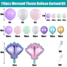 Load image into Gallery viewer, Balloon Arch Kit for Girls, Mermaid Theme Balloon Garland Kit Mermaid Tail Pastel Pink Purple Green Metallic Latex Balloons Party Balloons for Birthday Baby Shower Under the Sea Party Supplies