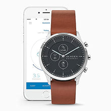 Load image into Gallery viewer, Skagen Men's Hybrid HR 42 Smartwatch, Silver Stainless Steel with Brown Leather Band, SKT3000