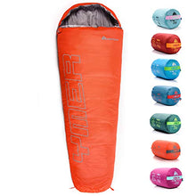 Load image into Gallery viewer, Sleeping Bag For Kids Camping Gear Travel Sleep Essential Insulated Warm Lightweight Traveling Hiking Indoor Outdoor All Season Spring Summer Fall YMER ((130+25) x60/40cm, Pink/Grey)