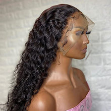 Load image into Gallery viewer, Brazillian Deep Wave Frontal Wig Transparent Lace Front Human Hair Wigs 13X4 Lace Frontal Deep Curly 4X4 Closure Wig 4 X 4 32inch 180%