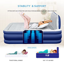 Load image into Gallery viewer, Get Fit Air Bed With Built In Electric Pump - Premium King Airbed - Quick Blow Up Bed With Headboard, 2 Free Inflatable Pillows - Elevated Inflatable Air Mattress For Outdoor, Camping - Navy/White