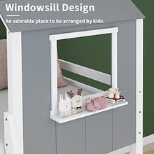Load image into Gallery viewer, Childrens Cabin Loft Bed Frame, Pine Wood Frame, Mid-Sleeper with Treehouse Canopy & Ladder, Central Ladder, Suitable for Children Boys Girls, No Matress, Gray【UK Fast Shippment】