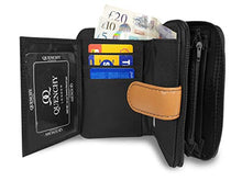 Load image into Gallery viewer, Real Leather Purse RFID and NFC Blocking with 2 Zipped Coin Sections, 5 Coin Trays, 6 Credit Debit Cards Spaces Slots 14cm x10 x3 QL841M