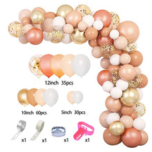 Load image into Gallery viewer, 129 Pcs Blush Peach Balloons Garland Kit Orange White Balloons Arch Pastel Pink Rose Gold Confetti Latex Metallic Balloons with 4 Tools for Wedding Women Lady Birthday Party Baby Shower Decorations
