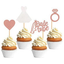 Load image into Gallery viewer, Blumomon 24Pcs Glitter Bride to Be Cupcake Toppers with Diamond Heart Dress Cake Toppers for Bridal Shower Bachelorette Party Hen Party Supplies Engagement Decorations