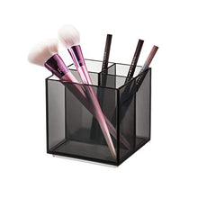 Load image into Gallery viewer, iDesign Compartment Divided Makeup Box from the Signature Series by Sarah Tanno, Compact RPET Makeup Organiser Storage, Makeup Storage Cube, Smoke/Matte Black