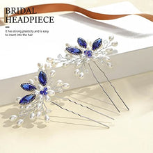 Load image into Gallery viewer, Vakkery Pearl Wedding Hair Pins Crystal Hair Clips Headpiece Bridal Hair Accessories for Women and Girls (BLUE)