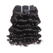 Load image into Gallery viewer, Chisu Short Deep Wave Hair Bundles Peruvian Virgin Hair Curly Human Hair Weave Bundles 6 inches Natural Black Color(3 Pcs 6 inches=about 117grams)