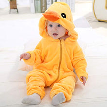 Load image into Gallery viewer, MICHLEY Hooded Baby Girl Romper Winter and Autumn Flannel Jumpsuits Animal Cosplay Infant Toddler Costume yazi, Duck, Size 100 (age: 19-24months)