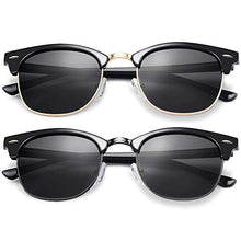 Load image into Gallery viewer, KANASTAL 2 Pairs Semi Rimless Polarized Sunglasses for Mens Womens, Designer Fashion Black Sunglasses Women Horn rimmed Sunglasses UV Protection-Black Lens