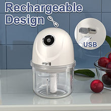 Load image into Gallery viewer, Electric Mini Vegetable Chopper, Mini angel 200ml Portable Garlic Rechargeable Chopper with 3 Sharp Blades Grinder Chopped in 3S Cordless for Onions,Fruits,Nuts,Meat,Baby Food