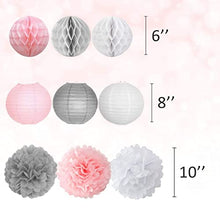 Load image into Gallery viewer, JOYMEMO Baby Shower Decorations for Girls Pink and White, Baby Girl Balloons, Elephant Garland, Confetti Balloons, Elephant Cake Topper for Baby Shower Supplies