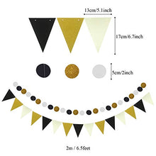 Load image into Gallery viewer, Zerodeco Graduation Decorations, Black and Gold Congrats Grad Banner Paper Pompoms Hanging Swirls Graduation Confetti Paper Garland Party Balloons for Grad Party Decoration Supplies