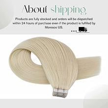 Load image into Gallery viewer, Moresoo Tape in Extensions Blonde Invisible Tape in Hair Extensions Human Hair Platinum Blonde 12 Inch Full Head Tape Hair Extensions 30g/20pcs