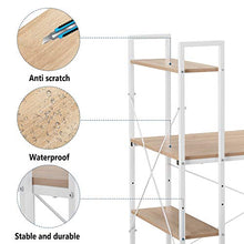 Load image into Gallery viewer, Life Carver Study PC Table Computer Desk with 4 Tier Storage Shelves, Study Table with Bookshelf for Home Office Furniture Study Workstation Table Laptop Table Desk Desktop Table Walnut Coffee (White)