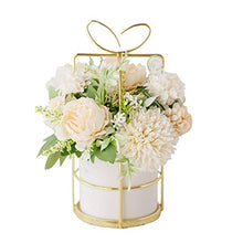 Load image into Gallery viewer, KIRIFLY Artificial Flowers Fake Peony Silk Hydrangea Flower with Vase Flower Décor Arrangements for Wedding Decoration Table Centerpieces(White with Vase Set)