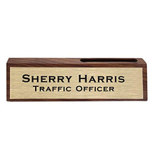 Load image into Gallery viewer, Personalized Business Desk Name Plate with Card Holder Custom Nameplate 2" x 8"