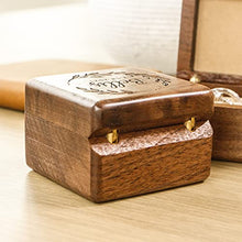 Load image into Gallery viewer, Custom Wooden Wedding Ring Box, Wooden Double Ring Box, Engagement Ring Box, Walnut Storage Ring Box, Wedding Birthday Gifts For Women