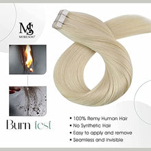 Load image into Gallery viewer, Moresoo Tape in Extensions Blonde Invisible Tape in Hair Extensions Human Hair Platinum Blonde 12 Inch Full Head Tape Hair Extensions 30g/20pcs