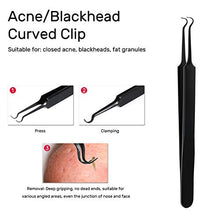 Load image into Gallery viewer, Blackhead Remover Tool,JOLIFILE 7pcs Pimple Popper Tool Kit,Acne Comedone Extractor Tools with Tweezers for Nose Face Blemish Whitehead Popping-Black
