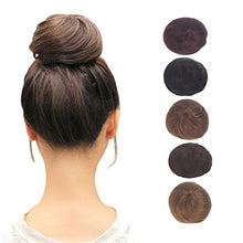Load image into Gallery viewer, 100% Real Human Hair Scrunchies Buns Updo Hair Pieces Drawstring Hair Extension Chignon Straight One Piece for Women (20g)
