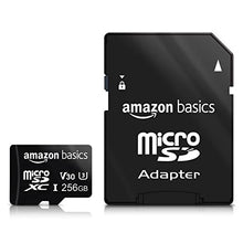Load image into Gallery viewer, Amazon Basics - 256GB microSDXC Memory Card with Full Size Adapter, A2, U3, read speed up to 100 MB/s