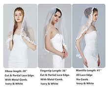 Load image into Gallery viewer, BEAUTELICATE Wedding Bridal Veil Flower Lace 1 Tier with Comb, Fingertip Length 36 inches, Ivory