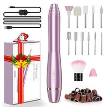 Load image into Gallery viewer, Mosen Electric Nail Files Professional Nail Drill Portable 20000 RPM Adjustable Speed Nail Files Kit for Acrylic Gel Nails 11 in 1 Manicure Pedicure Polishing Shape Tools for Home Salon Use