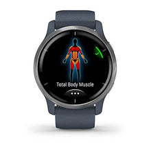Load image into Gallery viewer, Garmin Venu 2 GPS smartwatch with all-day health monitoring, Silver Bezel with Granite Blue Case and Silicone Band
