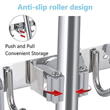 Load image into Gallery viewer, Broom Organizer,broom Holder Stainless steelmopholder waterproof and Non-slip ,suitable for Garden Garage Laundry Room Organization Broom Rack Wall-mounted (4 Hooks and 5 Slots)