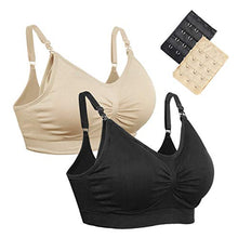 Load image into Gallery viewer, Aigori 2 Packs Maternity Bra for Breastfeeding Wirefree Sleep Nursing Bras M Black +Beige