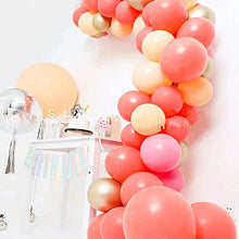 Load image into Gallery viewer, Coral Red Peach Gold Balloon Garland Arch Kit Paste Pink orange Balloons, Gold Metallic Balloons With 16ft Balloon Strip Tape, Balloon dots, Balloon Ribbon for Birthdays, Baby Showers, Weddings, Party