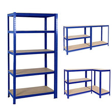 Load image into Gallery viewer, Garage Shelving 180x90x40cm, 5 Tier (175KG Per Shelf), 875KG Capacity Garage Shed Storage Shelving Units Boltless Plug-in Metal Shelves Ajustable Easy Assembling - Blue