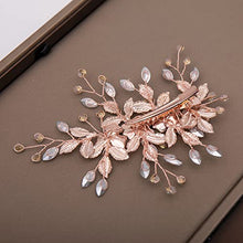 Load image into Gallery viewer, Rose Gold Wedding Hair Clip Hair Accessories for Women Handmade Flower Rhinestone Headpiece Hair Pins for Bridal Bridesmaid Girls