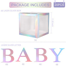 Load image into Gallery viewer, Baby Shower Boxes Party Decorations – 4Pcs Rainbow Silver Transparent Balloons Decor Baby Box Baby Blocks Decorations for Boys Girls Baby Shower Bridal Showers Gender Reveal Backdrop Birthday Party