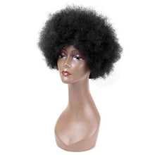 Load image into Gallery viewer, Becus Short Afro Wigs For Black Women Brazilian Human Hair Kinky Curly Wig Afro Puff Wigs For Black Women Natural Black (8 Inches Fluffy Tight Curls)